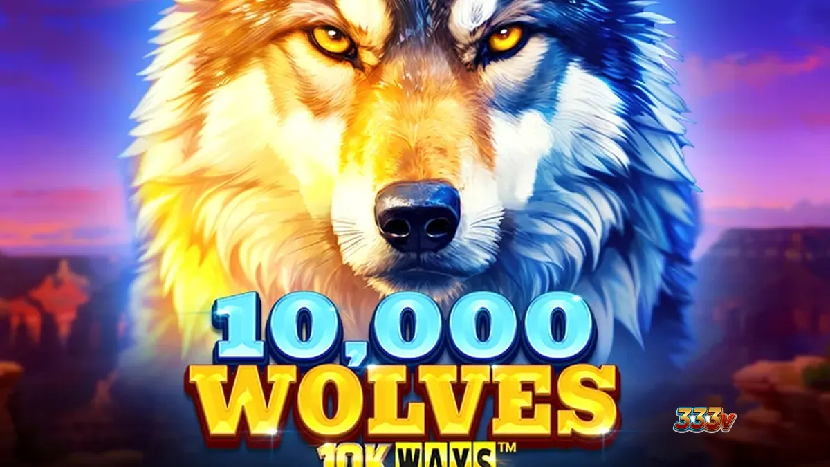 Tampilan visual slot 10,000 Wolves 10K Ways yang menampilkan tema alam liar dan serigala.