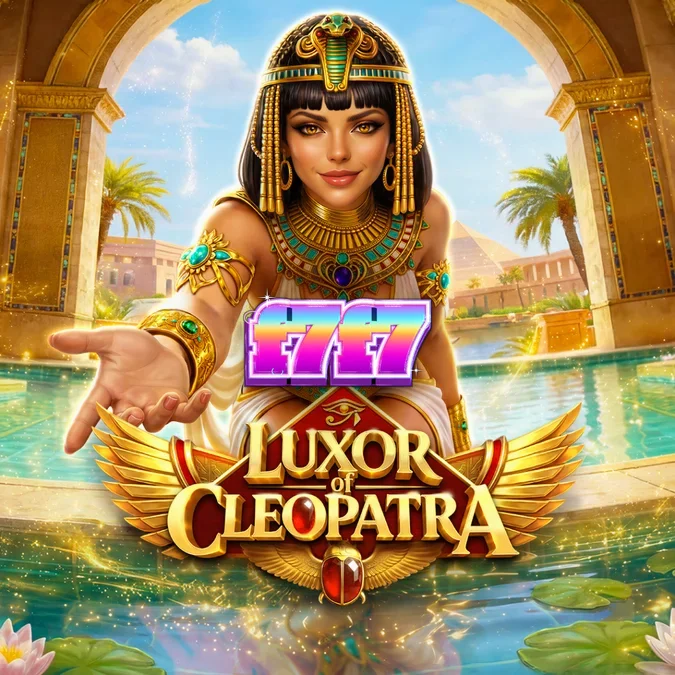 Tampilan antarmuka slot Luxor of Cleopatra dengan simbol Mesir kuno dan fitur Vault.